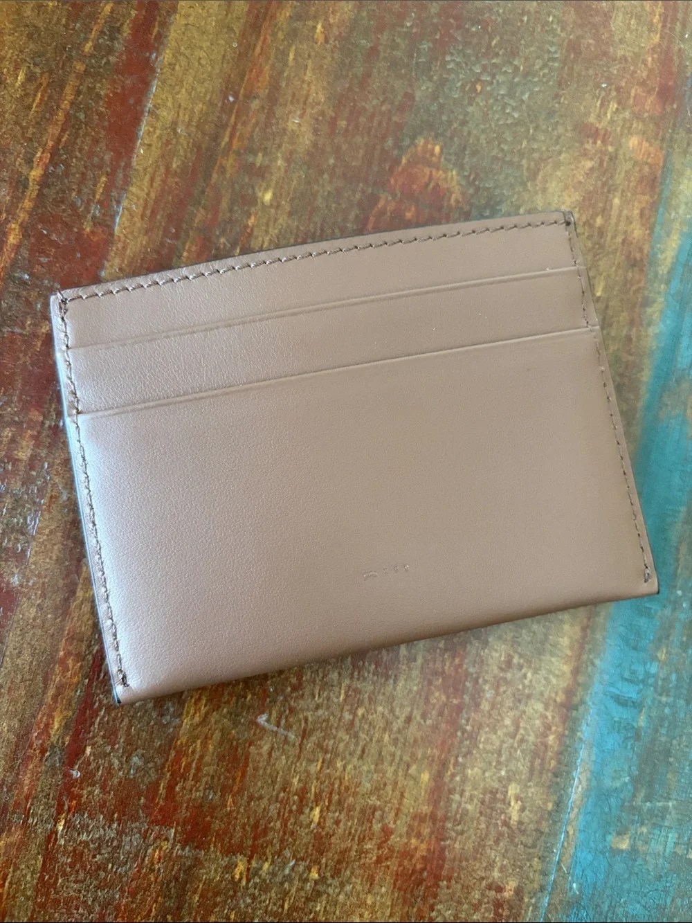 NWOT Burberry Tan Leather Card Holder with Silver TB Monogram has initials PHL